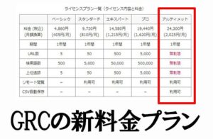 GRCの新料金プラン